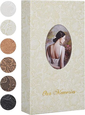 RECUTMS Photo Album 4x6 600 Photos, Large Capacity Retro Leather Cover Picture Albums Holds 600 Horizontal and Vertical 4x6 Photos with White Pages for Family Wedding Baby (White) in Saudi Arabia