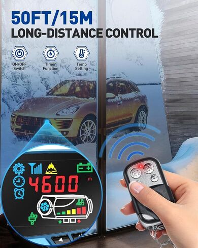PHILTOP 8KW 12V سخان ديزل سخان هواء ديزل الكل في واحد مع مفتاح LCD وسخان سيارة للتحكم عن بعد مع توقيت درجة حرارة ثابتة (أسود) in Saudi Arabia