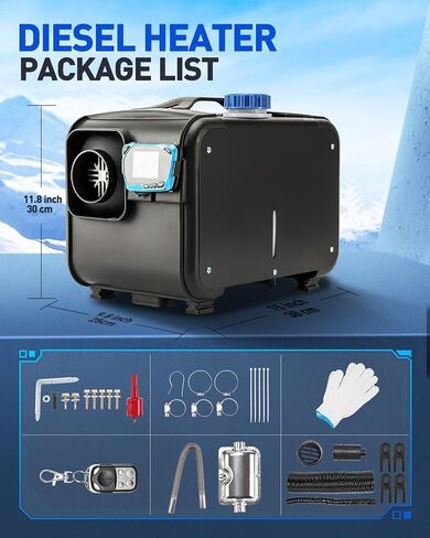 PHILTOP 8KW 12V Diesel Heater Diesel Air Heater All-in-One Parking Heater with LCD Switch & Remote Control Vehicle Heater with Constant Temperature Timing (Black) in Saudi Arabia