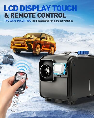 PHILTOP 8KW 12V سخان ديزل سخان هواء ديزل الكل في واحد مع مفتاح LCD وسخان سيارة للتحكم عن بعد مع توقيت درجة حرارة ثابتة (أسود) in Saudi Arabia