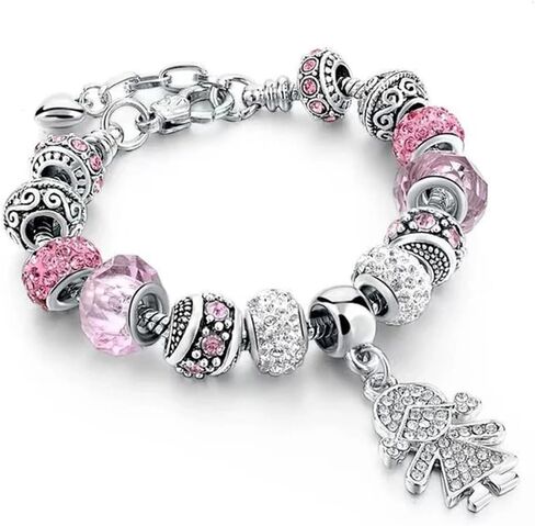 Pink Cute Kawaii Charms Bracelet, 20CM, Silver, SHAPER681359413033 in Saudi Arabia