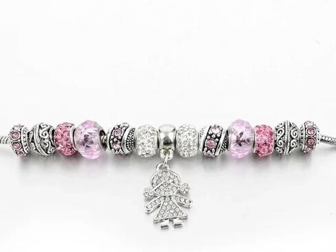 Pink Cute Kawaii Charms Bracelet, 20CM, Silver, SHAPER681359413033 in Saudi Arabia