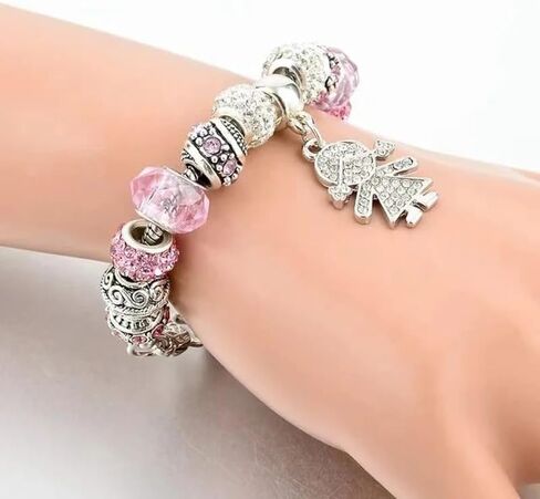Pink Cute Kawaii Charms Bracelet, 20CM, Silver, SHAPER681359413033 in Saudi Arabia