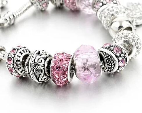 Pink Cute Kawaii Charms Bracelet, 20CM, Silver, SHAPER681359413033 in Saudi Arabia