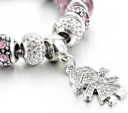 Pink Cute Kawaii Charms Bracelet, 20CM, Silver, SHAPER681359413033 in Saudi Arabia