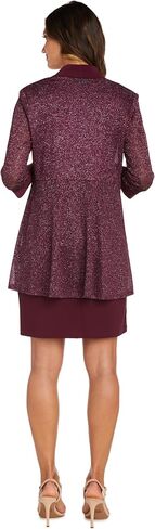R&M Richards Women's Plus Size Two Piece Metalic Rib Pant Set Missy in Saudi Arabia