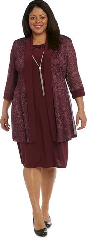 R&M Richards Women's Plus Size Two Piece Metalic Rib Pant Set Missy in Saudi Arabia