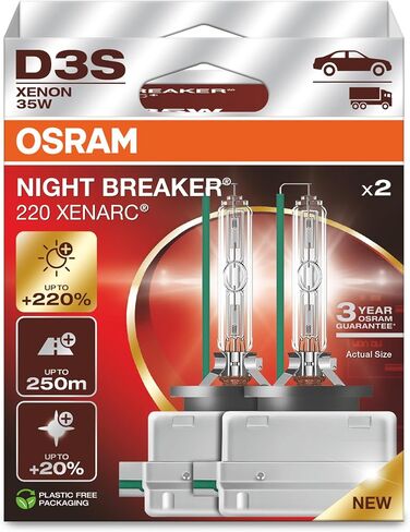 أوسرام زينارك Night Breaker 220، D3S، +220% سطوع أكثر، لمبة زينون للمصابيح الأمامية، 66340XN2-2HB، صندوق قابل للطي (مصباحان) in Kuwait
