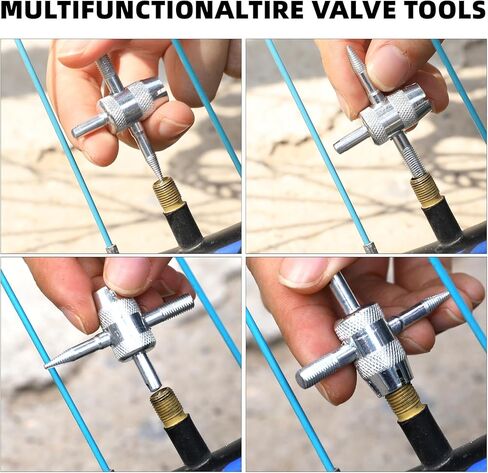 2 Pcs 4-Way Valve Core Tool Tire Valve Tools 4-in-1 Tyre Valve Removal Tool Tire Valve Stem Tool Valve Core Removal Tool Valve Stem Puller Valve Stem Removal Tool for Bicycle Bike Automobile Car in Kuwait