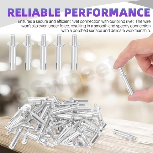 Swpeet 100Pcs 4 Sizes M6.4 x 15mm / 20mm / 25mm / 30mm Hammer Drive Aluminium Rivets Brazier Head Drive Pin Rivets Assortment Kit, Knock Type Expansion Aluminum Rivets Hammer Drive Aluminium Rivets in Saudi Arabia