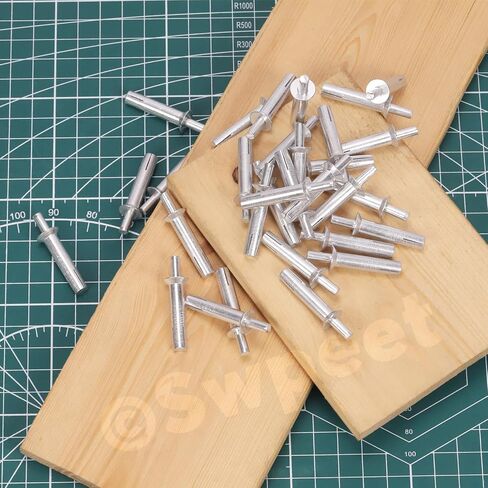 Swpeet 100Pcs 4 Sizes M6.4 x 15mm / 20mm / 25mm / 30mm Hammer Drive Aluminium Rivets Brazier Head Drive Pin Rivets Assortment Kit, Knock Type Expansion Aluminum Rivets Hammer Drive Aluminium Rivets in Saudi Arabia