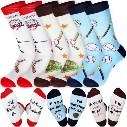 3 أزواج من جوارب البيسبول المضحكة من Jeyiour، هدية عيد الميلاد، جوارب رياضية مبتكرة للرجال in Kuwait