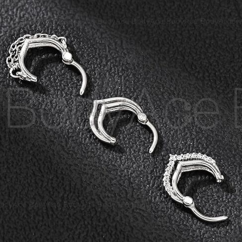 BodyAce 3PCS 16G حلقات الأنف الفرس، الفولاذ المقاوم للصدأ تشيكوسلوفاكيا هيليكس الزنمة الأطواق الغضروف Daith الأقراط، قطرة الماء يتوقف الجزء الفرس حلقة ثقب المجوهرات in Kuwait