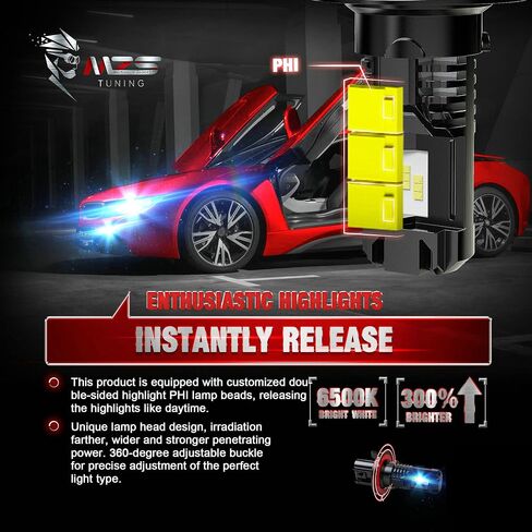 MZS H4 Bulbs, 300% Brighter H4 9003 HB2 Fog Lights, Instant-Plug in 6500K Xenon White H4 Light Bulb, Mini Size Fanless H4 Fog Bulbs, Pack of 2 in Kuwait