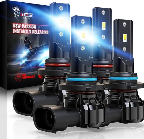 MZS H4 Bulbs, 300% Brighter H4 9003 HB2 Fog Lights, Instant-Plug in 6500K Xenon White H4 Light Bulb, Mini Size Fanless H4 Fog Bulbs, Pack of 2 in Kuwait