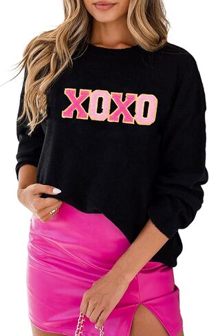 LEMAFER Women 2024 Merry Christmas Round Neck Sequin Letters Sweater Casual Solid Slogan Long Sleeve Pullover Sweatshirt Tops in Kuwait