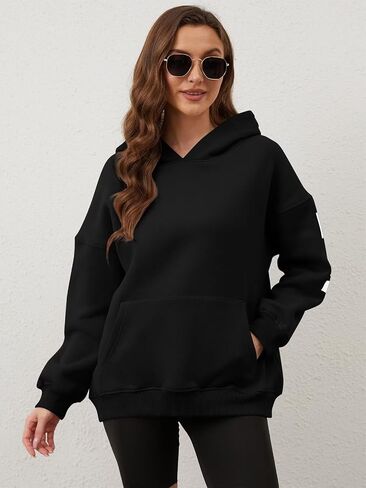 ORANDESIGNE Womens Letter Print Hoodies Fleece Graphic Sweatshirts Long Sleeve Pullover Sweaters with Pocket in Saudi Arabia