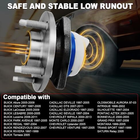 Pair 513121 Front Wheel Bearing Hub Assembly Compatible with Chevy Impala Lucerne Venture,for Cadillac DTS Eldorado Deville Seville for Buick Century Regal,for Pontiac Montana Grand Prix, 5 Lug w/ABS in Saudi Arabia