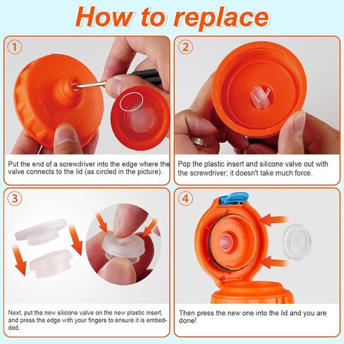Dispensing Valves Compatible with Gatorade Water Bottle - 6pcs Silicone Valve and Plastic Insert with Screwdriver, Replacement Accessories for Gatorade Gx Water Bottle Gatorade 32oz Bottle in Saudi Arabia