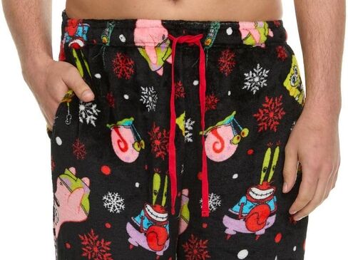 SpongeBob Men's All Over Print Pajama Pant with Adjustable, Elastic Waistband - Plush Fleece Sleepwear in Saudi Arabia