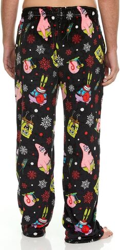 بنطلون بيجامة رجالي مطبوع بالكامل من سبونج بوب مع حزام خصر مرن قابل للتعديل - ملابس نوم من الصوف المخملي in Kuwait