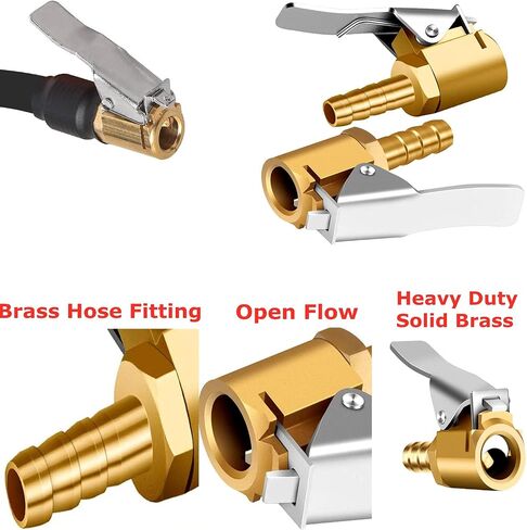 Tire Air Chuck, Heavy Duty Brass Locking Tire Inflator Air Chuck Adapter Connect, No Leakage Tire Inflator Compressor Pump Connect Accessories Tool, 2 Pack (1/4inch-8mm) in Saudi Arabia
