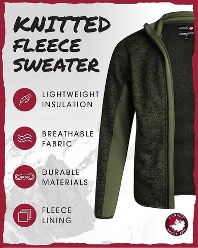 CANADA WEATHER GEAR Men's Sweater Fleece Jacket - Warm Zip Up Techno Fleece Sweater - Casual Outdoor Jackets for Men (M-XXL) in Kuwait