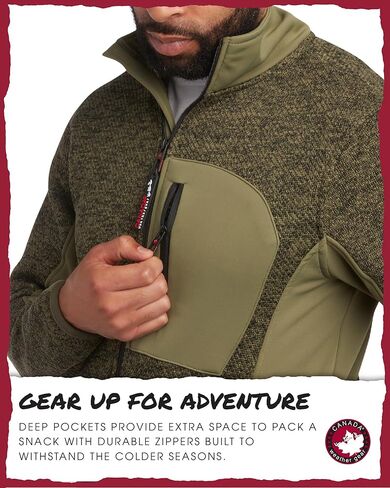 CANADA WEATHER GEAR Men's Sweater Fleece Jacket - Warm Zip Up Techno Fleece Sweater - Casual Outdoor Jackets for Men (M-XXL) in Kuwait