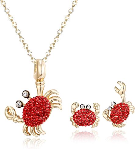 BriLove Stunning Crab Jewelry Set for Women,Gorgeous Rhinestones Crystal Statement Necklace Dangle Earrings Set for Party Prom Accessories in Saudi Arabia