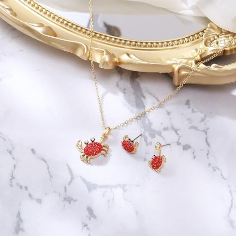 BriLove Stunning Crab Jewelry Set for Women,Gorgeous Rhinestones Crystal Statement Necklace Dangle Earrings Set for Party Prom Accessories in Saudi Arabia