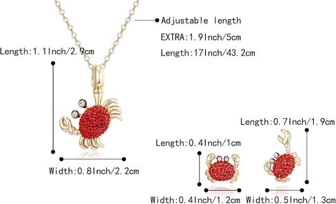 BriLove Stunning Crab Jewelry Set for Women,Gorgeous Rhinestones Crystal Statement Necklace Dangle Earrings Set for Party Prom Accessories in Saudi Arabia