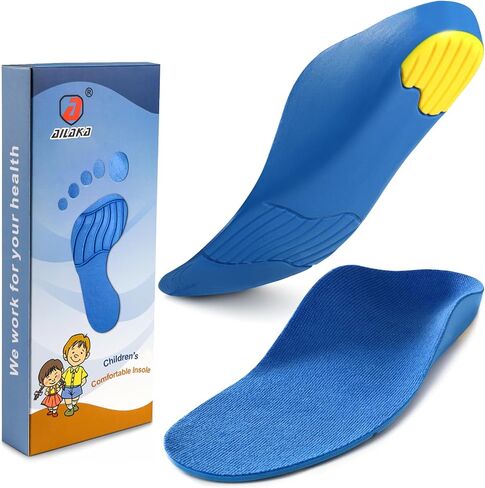 Ailaka Kids Orthotic Cushioning Arch Support Shoe Insoles, Children Pu Foam Inserts for Flat feet, Plantar Fasciitis, Feet Heel Pain Relief Blue in Kuwait