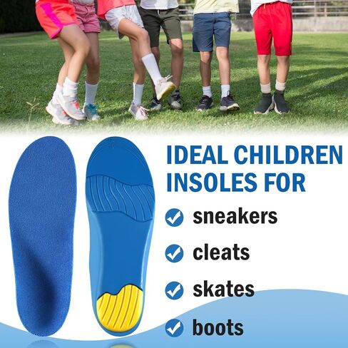 Ailaka Kids Orthotic Cushioning Arch Support Shoe Insoles, Children Pu Foam Inserts for Flat feet, Plantar Fasciitis, Feet Heel Pain Relief Blue in Kuwait
