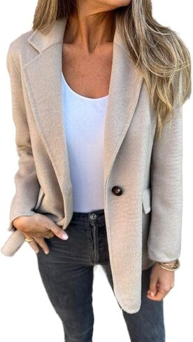 Wool Coats for Women 2024 Fall Winter Long Sleeve Open Front Blazer Business Office Work Casual Coat in Saudi Arabia