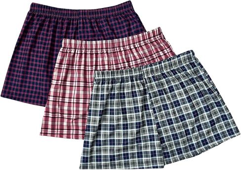 SweatyRocks Men's 3 Pack Plaid Pajama Shorts Elastic Waist Lounge Shorts Sleepwear in Saudi Arabia
