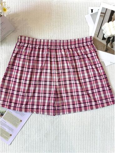 SweatyRocks Men's 3 Pack Plaid Pajama Shorts Elastic Waist Lounge Shorts Sleepwear in Saudi Arabia