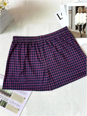 SweatyRocks Men's 3 Pack Plaid Pajama Shorts Elastic Waist Lounge Shorts Sleepwear in Saudi Arabia