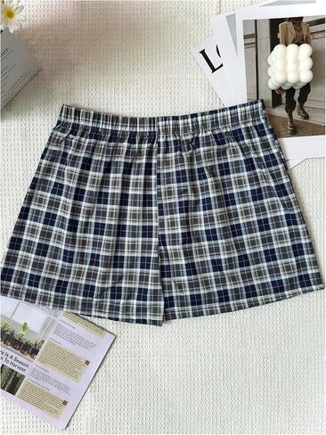 SweatyRocks Men's 3 Pack Plaid Pajama Shorts Elastic Waist Lounge Shorts Sleepwear in Saudi Arabia