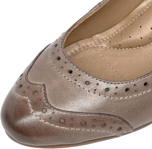 Mona flying Women's Vintage Leather Pump Chunky Heel Round Toe Office Dress Shoes for Ladies in Kuwait