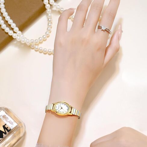 Gold Watches for Women,Easy Reading Analog Watch with Gold Stainless Steel Expansion Band,Water Resistant in Kuwait
