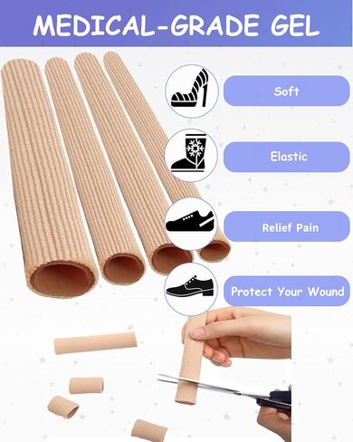 4 Pack 3 Size Toe Sleeve Protector, Toe Cushion Tube Soft toe protectors Women in Saudi Arabia
