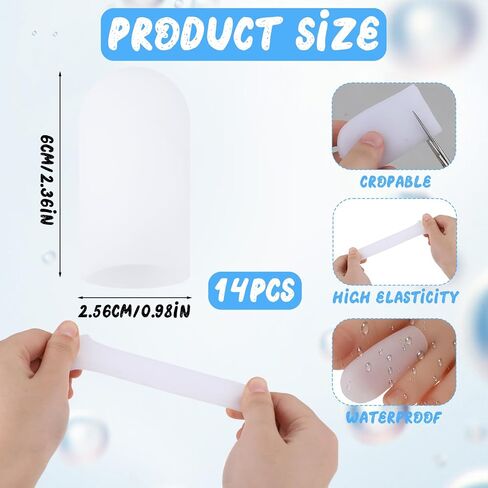 14 Pcs Gel Toe Protectors Caps Small Toe Sleeves Soft Silicone Toe Covers Toe Protectors for Pain Relief, Missing or Ingrown Toenails, Corns, Calluses, Blisters (White Small) in Saudi Arabia