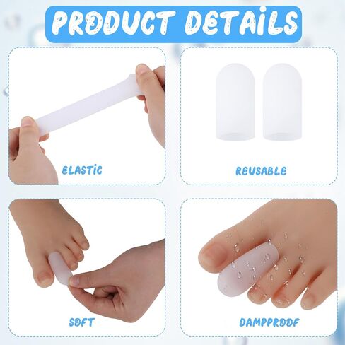 14 Pcs Gel Toe Protectors Caps Small Toe Sleeves Soft Silicone Toe Covers Toe Protectors for Pain Relief, Missing or Ingrown Toenails, Corns, Calluses, Blisters (White Small) in Saudi Arabia