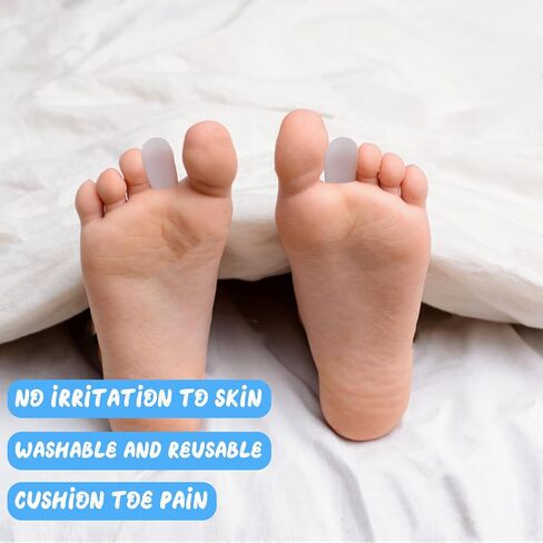 14 Pcs Gel Toe Protectors Caps Small Toe Sleeves Soft Silicone Toe Covers Toe Protectors for Pain Relief, Missing or Ingrown Toenails, Corns, Calluses, Blisters (White Small) in Saudi Arabia
