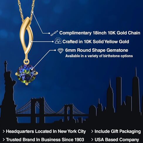 Gem Stone King 10K Yellow Gold 6MM Round Gemstone Birthstone Infinity Pendant Necklace For Women | Gold Necklace For Women | With 18 Inch Gold Chain in Saudi Arabia