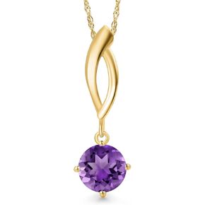 Gem Stone King 10K Yellow Gold 6MM Round Gemstone Birthstone Infinity Pendant Necklace For Women | Gold Necklace For Women | With 18 Inch Gold Chain