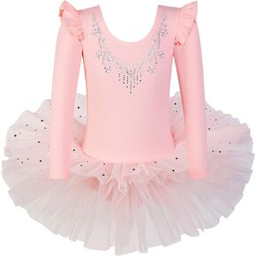 BAOHULU Ballet Leotards for Girls Full Skirted Dance Tutu Dress Party Costumes B185_DiamondPeach_XXL