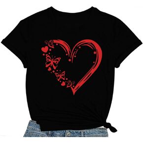 Valentines Day Womens Shirts Love Heart Shirt Valentines Day T-Shirt Love Heart Tee Tops