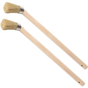 2-Pack Tire Lube Brush for Cleaning Tires and Wheels, Tire Shine Brush, Grease Brush Applicator with 45-Degree Angle and 11.8" Wooden Handle, for Universal Tire Mounting Compounds, 96517