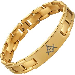 MasonicMan Black Titanium Freemasonry Masonic Bracelet with Ajusting Tool and Gift Box